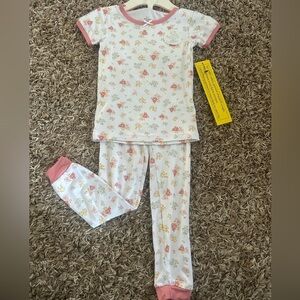 Milkberry Bamboo Pink Dainty Floral Girls Pajama Set - Size 3T